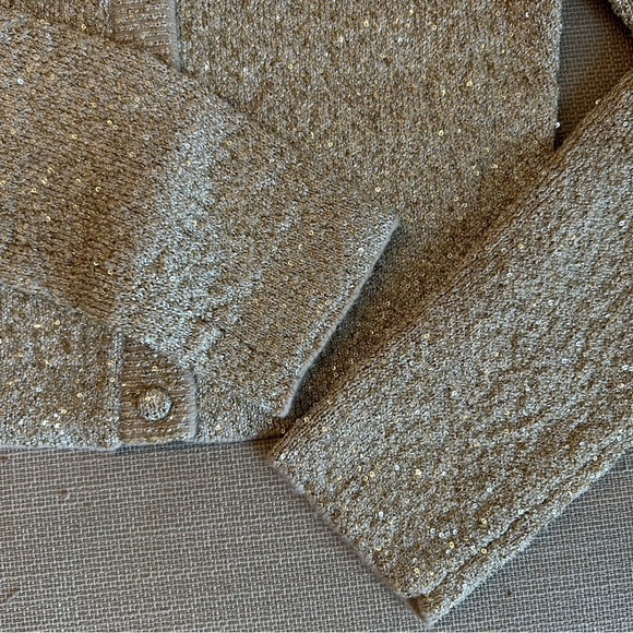 NWT LoveShackFancy Ferra Sequin Stretch Knit Cardigan Honey Gold Holiday - Picture 8 of 14